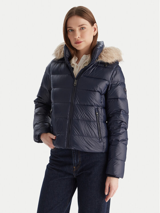 Tommy Hilfiger Пухено яке WW0WW47354 Тъмносин Slim Fit цвят на ниска цена
