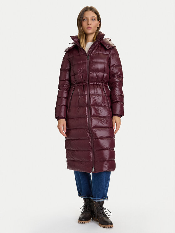 Tommy Hilfiger Пухено яке WW0WW47356 Бордо Regular Fit цвят на ниска цена