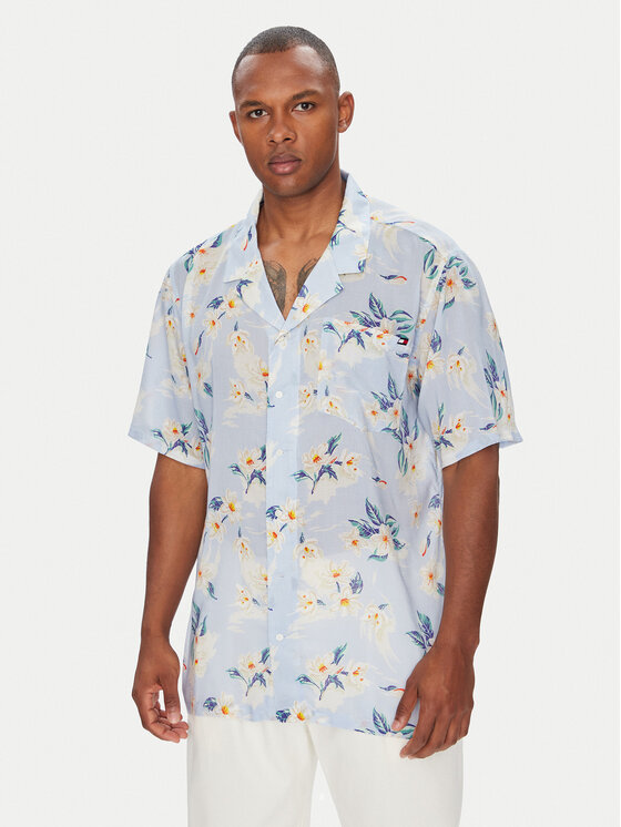 Tommy Hilfiger Риза Bowling UM0UM03227 Светлосиньо Regular Fit цвят на ниска цена