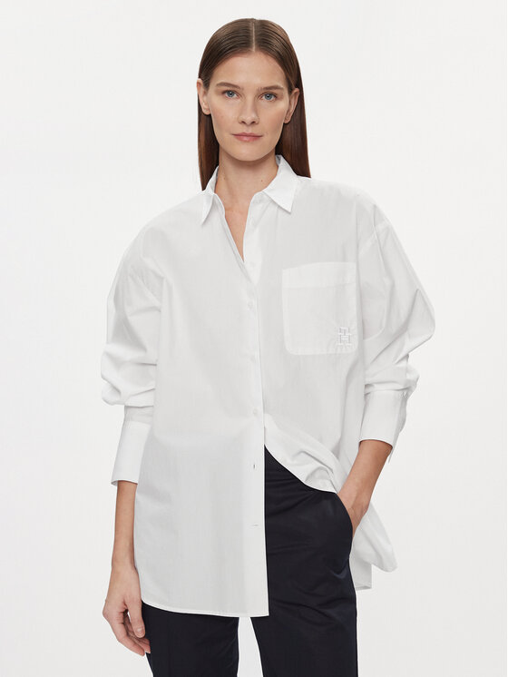 Tommy Hilfiger Риза Essential WW0WW40540 Бял Loose Fit цвят на ниска цена