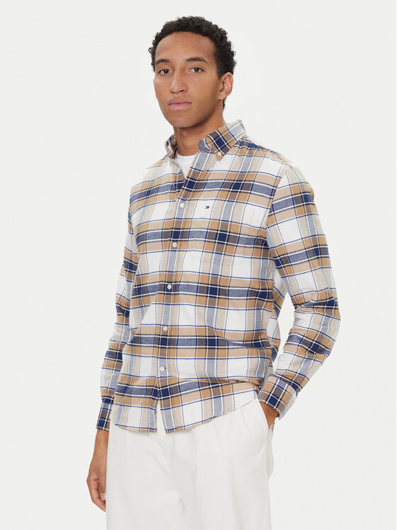 Tommy Hilfiger Риза Hero MW0MW40473 Бежов Regular Fit цвят на ниска цена