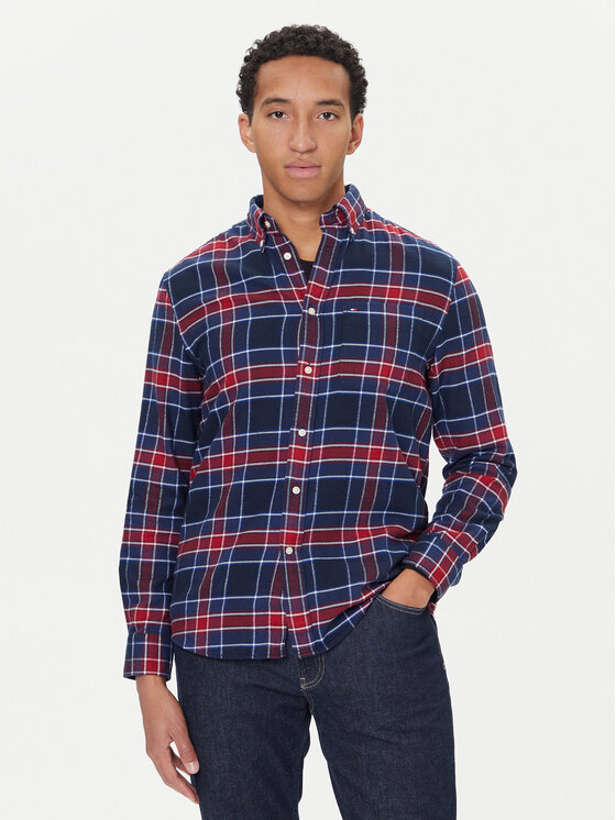 Tommy Hilfiger Риза Hero MW0MW40473 Тъмносин Regular Fit цвят на ниска цена