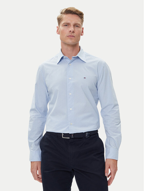 Tommy Hilfiger Риза MW0MW39438 Светлосиньо Regular Fit цвят на ниска цена