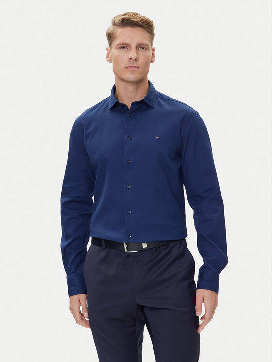 Tommy Hilfiger Риза MW0MW39573 Тъмносин Slim Fit цвят на ниска цена