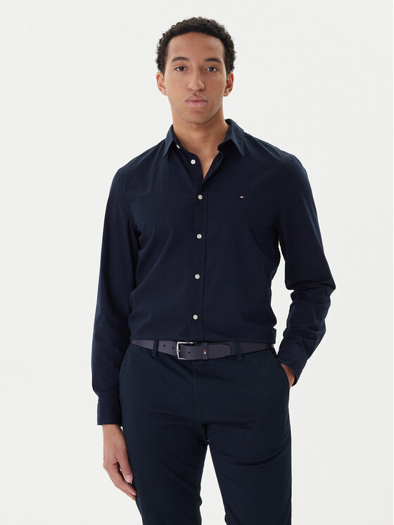 Tommy Hilfiger Риза MW0MW40460 Тъмносин Slim Fit цвят на ниска цена