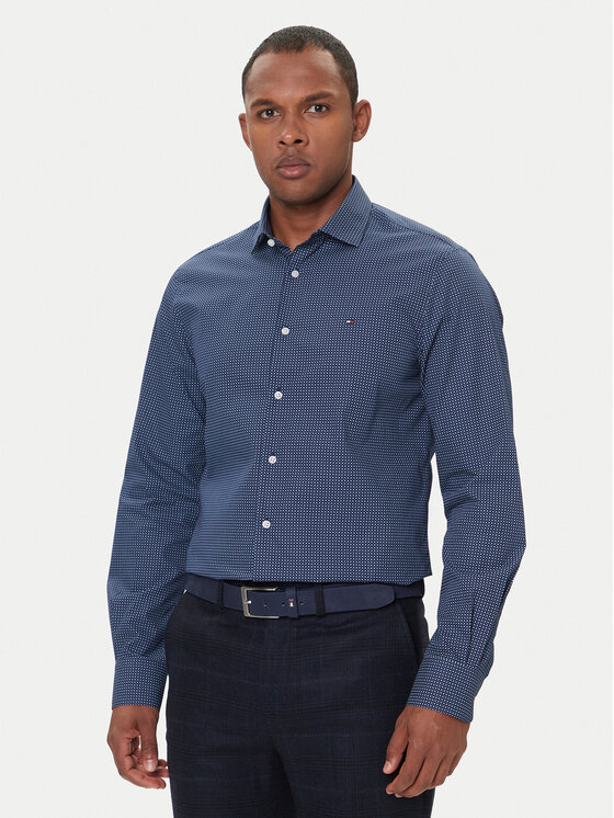 Tommy Hilfiger Риза MW0MW40523 Тъмносин Slim Fit цвят на ниска цена