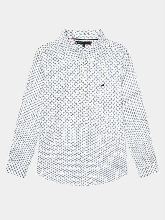 Tommy Hilfiger Риза Mini Monogram Print Shirt L/S KB0KB08735 Бял Regular Fit цвят на ниска цена
