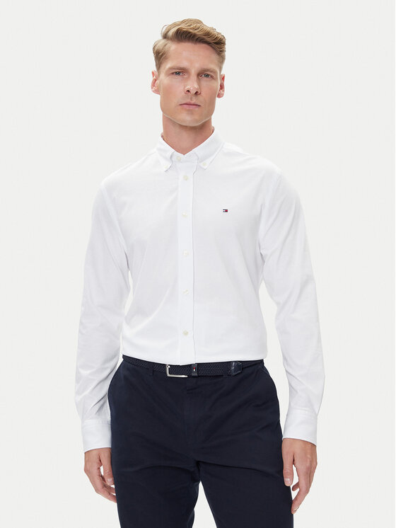 Tommy Hilfiger Риза Performance MW0MW39418 Бял Slim Fit цвят на ниска цена