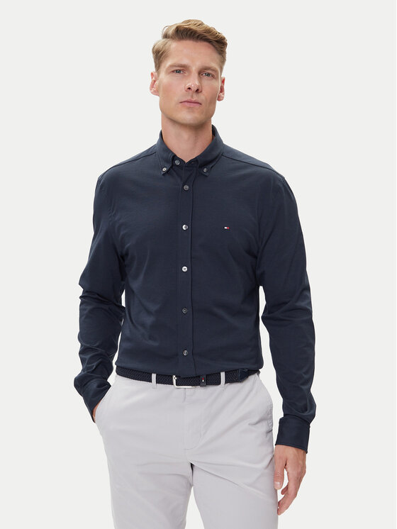Tommy Hilfiger Риза Performance MW0MW39418 Тъмносин Slim Fit цвят на ниска цена