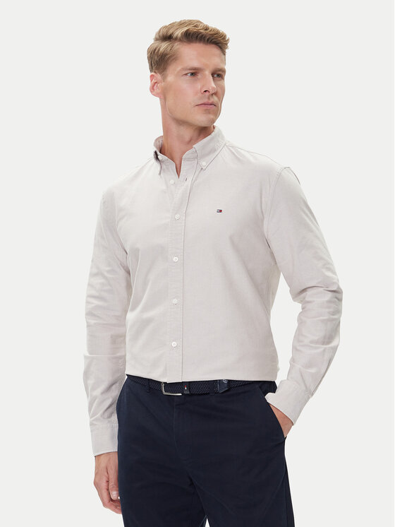 Tommy Hilfiger Риза Solid Heritage MW0MW35774 Бежов Regular Fit цвят на ниска цена