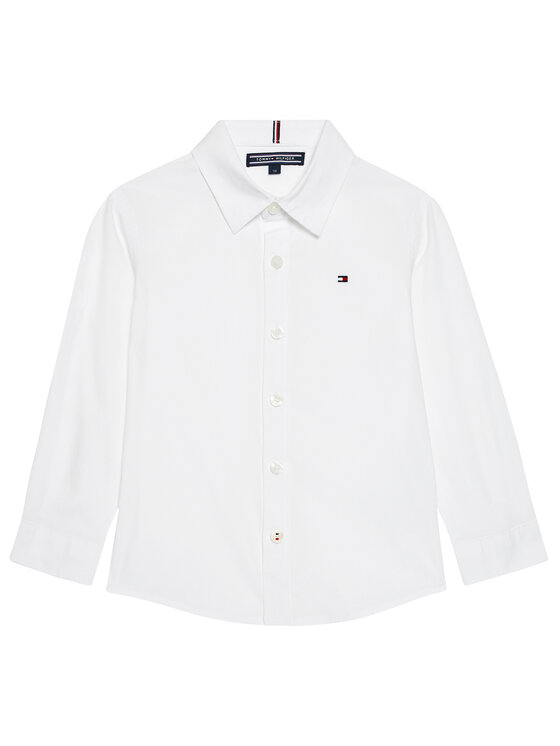 Tommy Hilfiger Риза Solid Poplin KB0KB06965 M Бял Slim Fit цвят на ниска цена