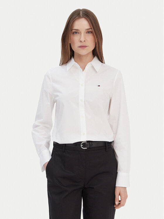 Tommy Hilfiger Риза WW0WW43577 Бял Regular Fit цвят на ниска цена