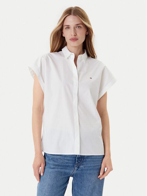 Tommy Hilfiger Риза WW0WW45897 Бял Relaxed Fit цвят на ниска цена