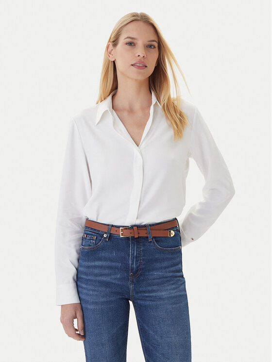 Tommy Hilfiger Риза WW0WW46597 Екрю Regular Fit цвят на ниска цена