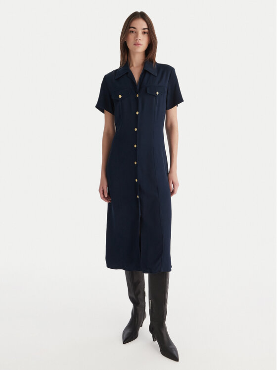 Tommy Hilfiger Рокля тип риза WW0WW45802 Тъмносин Regular Fit цвят на ниска цена