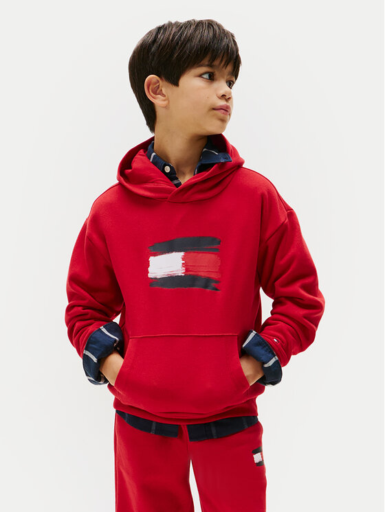 Tommy Hilfiger Суитшърт Flag KB0KB10112 Червен Regular Fit цвят на ниска цена