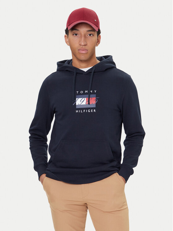 Tommy Hilfiger Суитшърт Linear Flag MW0MW41332 Тъмносин Regular Fit цвят на ниска цена