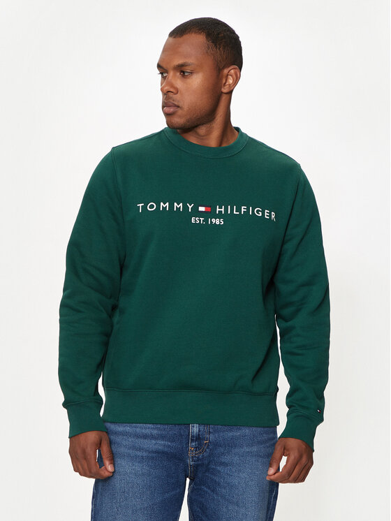 Tommy Hilfiger Суитшърт Logo MW0MW11596 Зелен Regular Fit цвят на ниска цена