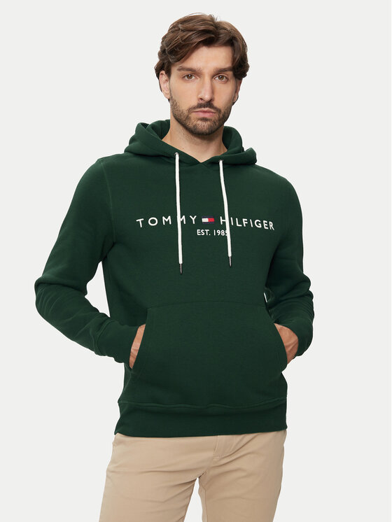 Tommy Hilfiger Суитшърт Logo MW0MW11599 Зелен Regular Fit цвят на ниска цена