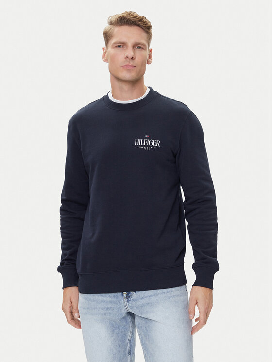 Tommy Hilfiger Суитшърт Stacked MW0MW39376 Тъмносин Regular Fit цвят на ниска цена