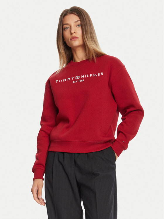 Tommy Hilfiger Суитшърт WW0WW39791 Червен Relaxed Fit цвят на ниска цена