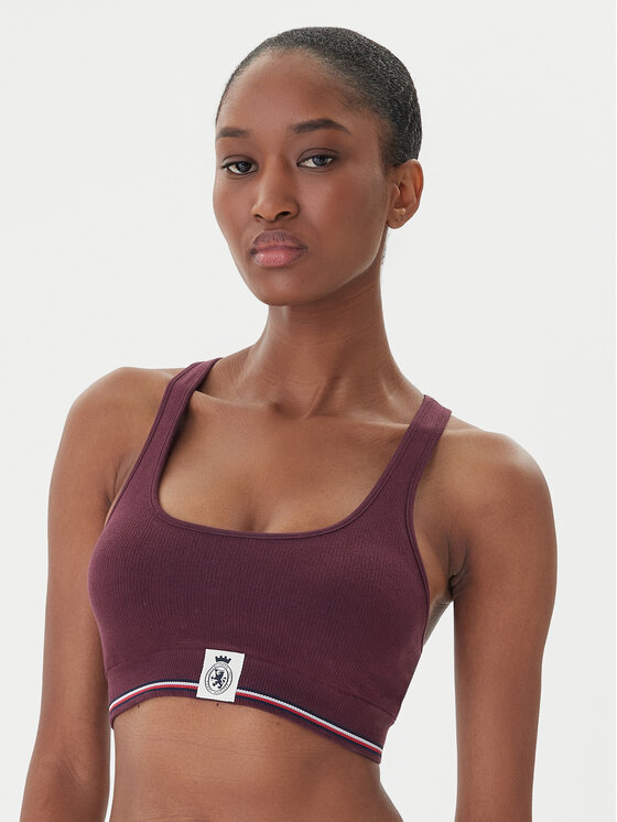 Tommy Hilfiger Сутиен-топ UW0UW06061 Бордо цвят на ниска цена