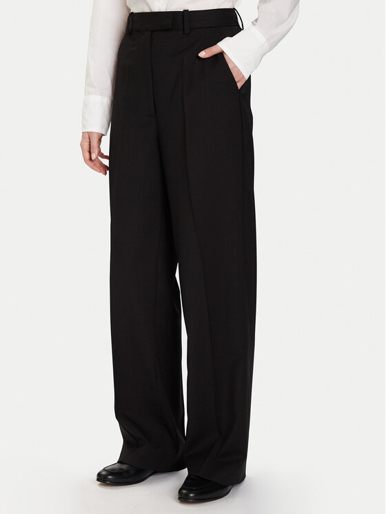 Tommy Hilfiger Текстилни панталони Timeless WW0WW48362 Черен Straight Fit цвят на ниска цена