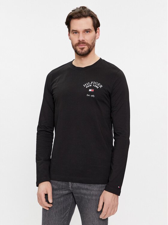 Tommy Hilfiger Тениска с дълъг ръкав Arch Varsity MW0MW34252 Черен Regular Fit цвят на ниска цена