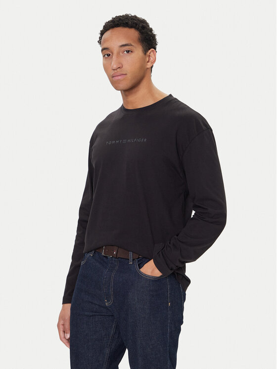 Tommy Hilfiger Тениска с дълъг ръкав UM0UM03651 Черен Regular Fit цвят на ниска цена