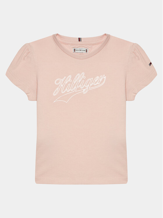 Tommy Hilfiger Тишърт Hilfiger Script Tee S/S KG0KG07714 Розов Regular Fit цвят на ниска цена
