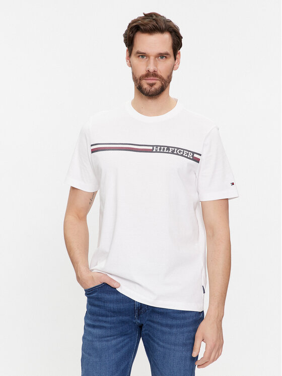 Tommy Hilfiger Тишърт Monotype MW0MW33688 Бял Regular Fit цвят на ниска цена