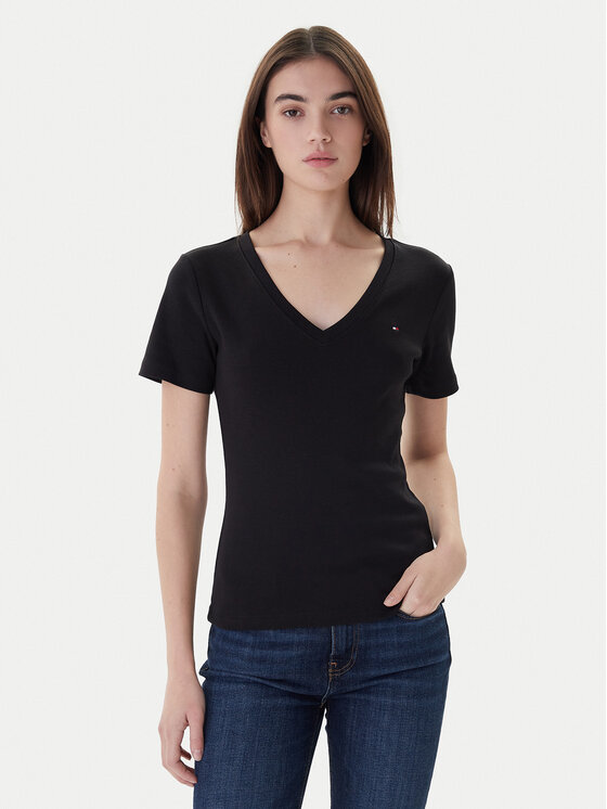 Tommy Hilfiger Тишърт New Cody WW0WW40584 Черен Slim Fit цвят на ниска цена