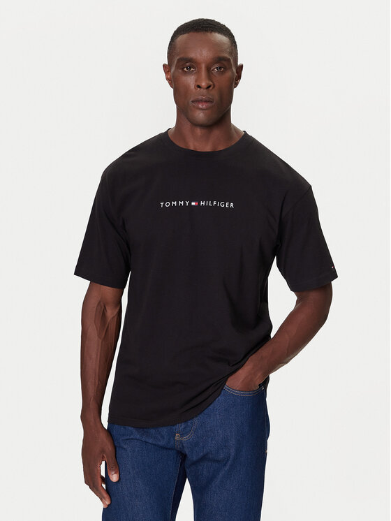 Tommy Hilfiger Тишърт UM0UM03685 Черен Relaxed Fit цвят на ниска цена