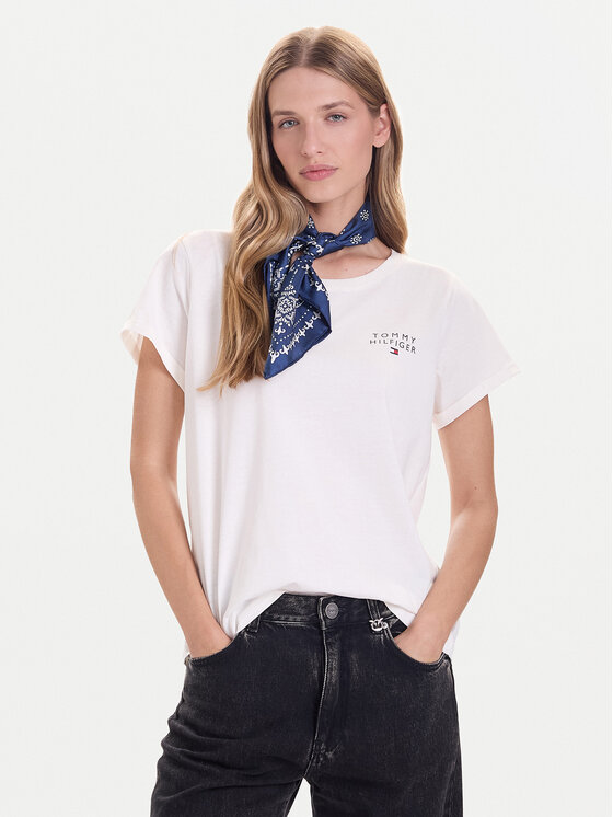 Tommy Hilfiger Тишърт UW0UW04525 Бежов Relaxed Fit цвят на ниска цена