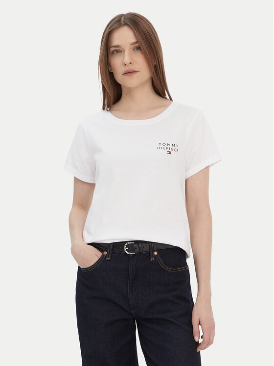 Tommy Hilfiger Тишърт UW0UW04525 Бял Relaxed Fit цвят на ниска цена