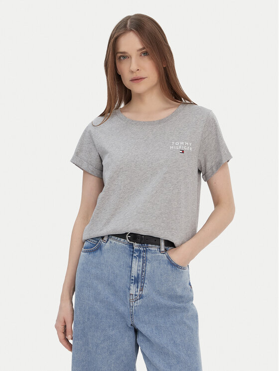 Tommy Hilfiger Тишърт UW0UW04525 Сив Regular Fit цвят на ниска цена