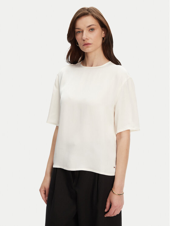 Tommy Hilfiger Тишърт WW0WW45900 Екрю Relaxed Fit цвят на ниска цена