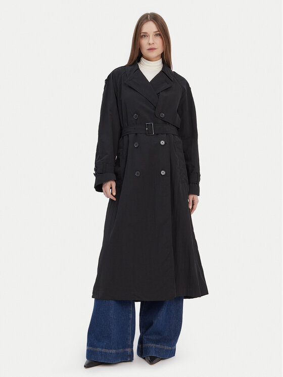 Tommy Hilfiger Тренч WW0WW45632 Черен Oversize цвят на ниска цена