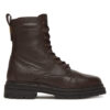 Tommy Hilfiger Туристически oбувки Th Plaque Pebble Lace Boot Warm FW0FW08767 Кафяв цвят на ниска цена