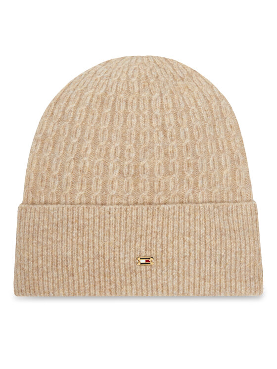 Tommy Hilfiger Шапка Th Cable Enamel Flag AW0AW17776 Кафяв цвят на ниска цена
