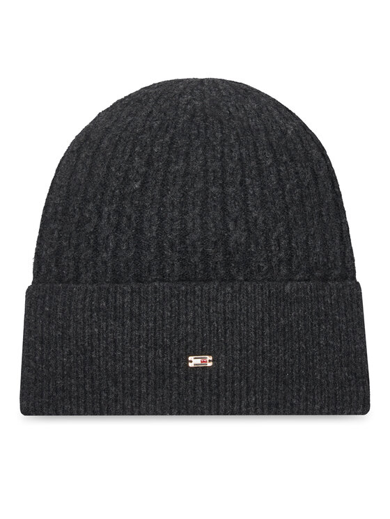 Tommy Hilfiger Шапка Th Cable Enamel Flag AW0AW17776 Черен цвят на ниска цена