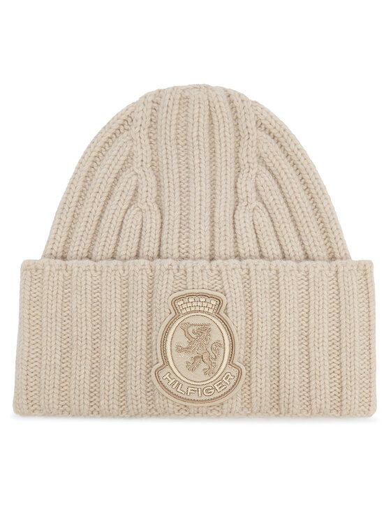 Tommy Hilfiger Шапка Th Crest Fluffy AW0AW18210 Екрю цвят на ниска цена