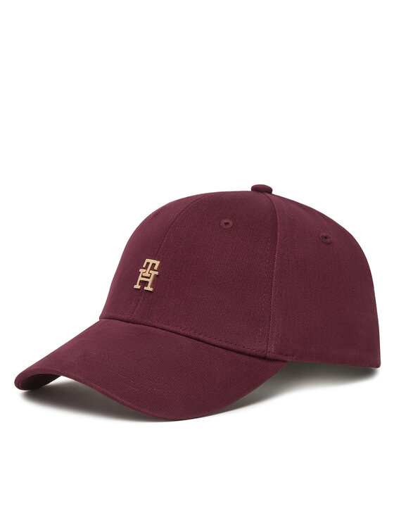 Tommy Hilfiger Шапка с козирка Th Elevated Chic Cap AW0AW17631 Бордо цвят на ниска цена