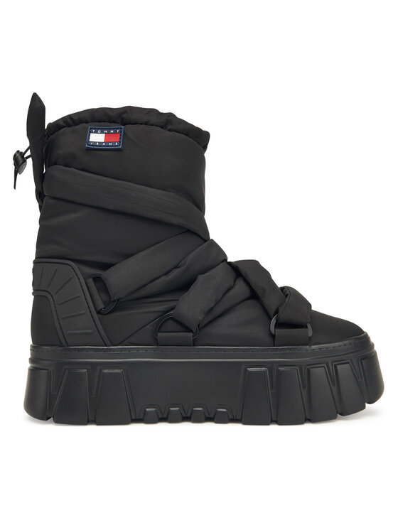 Tommy Jeans Апрески Tjw Chunky Snow Boot Nylon EN0EN02842 Черен цвят на ниска цена