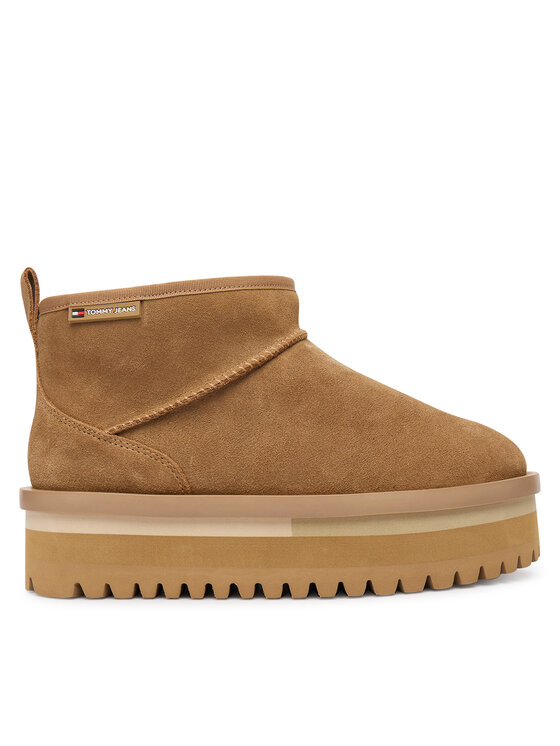 Tommy Jeans Апрески Tjw Flatform Snow Boot Suede EN0EN02841 Кафяв цвят на ниска цена