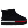Tommy Jeans Апрески Tjw Flatform Snow Boot Suede EN0EN02841 Черен цвят на ниска цена