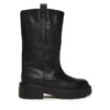 Tommy Jeans Боти Tjw Leather Mid Tubular Boot EN0EN02834 Черен цвят на ниска цена