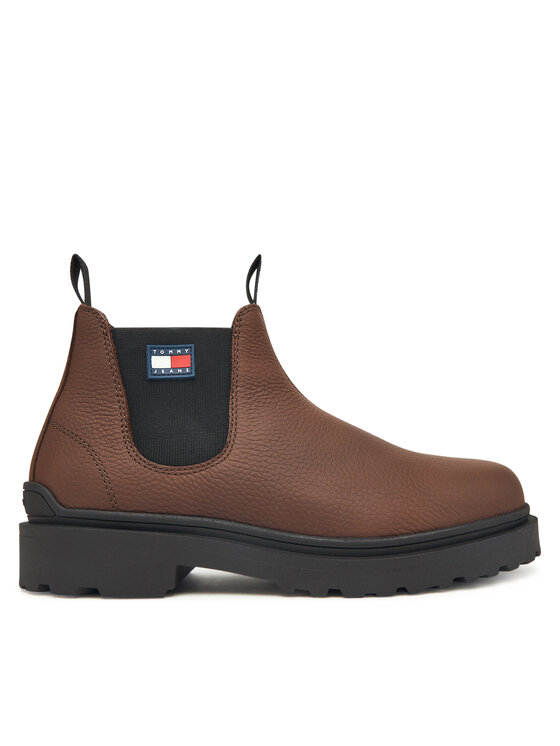Tommy Jeans Боти тип челси Tjm Chelsea Leather Wl EM0EM01670 Кафяв цвят на ниска цена