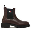 Tommy Jeans Боти тип челси Tjw Chelsea Leather Boot EN0EN02825 Кафяв цвят на ниска цена