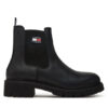 Tommy Jeans Боти тип челси Tjw Chelsea Leather Boot EN0EN02825 Черен цвят на ниска цена
